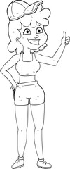 happy gym woman giving thumbs up symbol