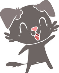 laughing flat color style cartoon dog