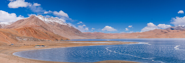 Frozen Tso Moriri Lake in Ladakh