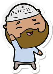 Obraz premium sticker of a cartoon happy bearded man