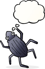cartoon bug with thought bubble