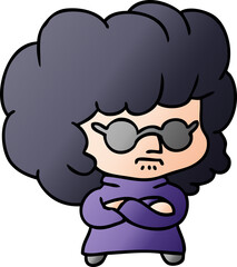 gradient cartoon of a kawaii woman