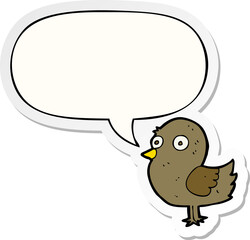 cartoon bird and speech bubble sticker