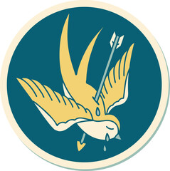tattoo style sticker of a swallow crying