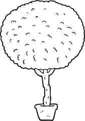 black and white cartoon tree