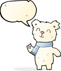 cartoon cute polar bear cub with speech bubble