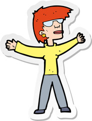 sticker of a cartoon woman wearing glasses