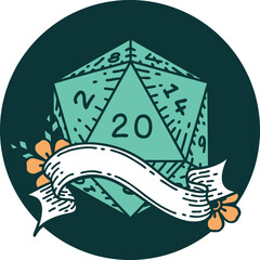 natural twenty D20 dice roll icon