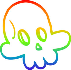 rainbow gradient line drawing cartoon halloween skull