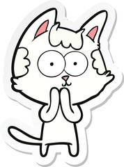 sticker of a happy cartoon cat