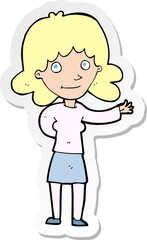 sticker of a cartoon friendly woman