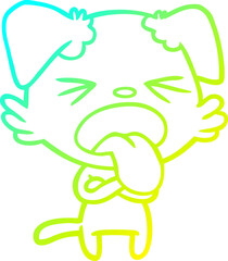 cold gradient line drawing cartoon disgusted dog