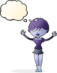cartoon vampire girl with thought bubble