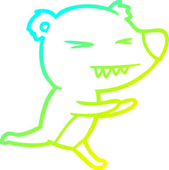 cold gradient line drawing angry bear cartoon