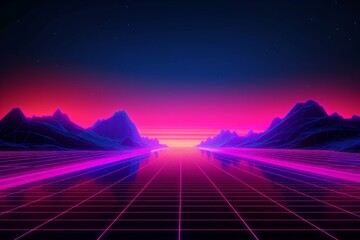 Retrowave Neon Background.Generative AI
