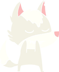 laughing flat color style cartoon wolf