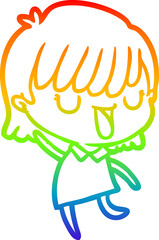 rainbow gradient line drawing cartoon woman