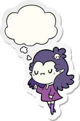 cartoon vampire and thought bubble as a printed sticker