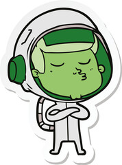 sticker of a cartoon confident astronaut