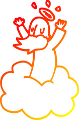 warm gradient line drawing cartoon god on cloud