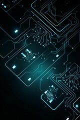 Fototapeta premium TRON style minimalist circuit board background.Generative AI