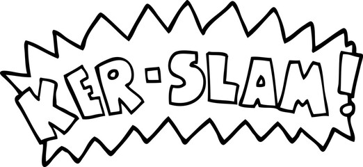 line drawing cartoon words ker slam