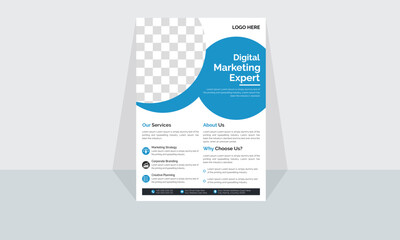 Professional and Creative Business Flyer Design Template Simple and Clean Design. marketing, business proposal, promotion, advertise, publication, cover page.New digital marketing flyer.  