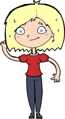 cartoon woman waving