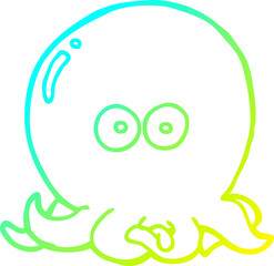 cold gradient line drawing cartoon octopus