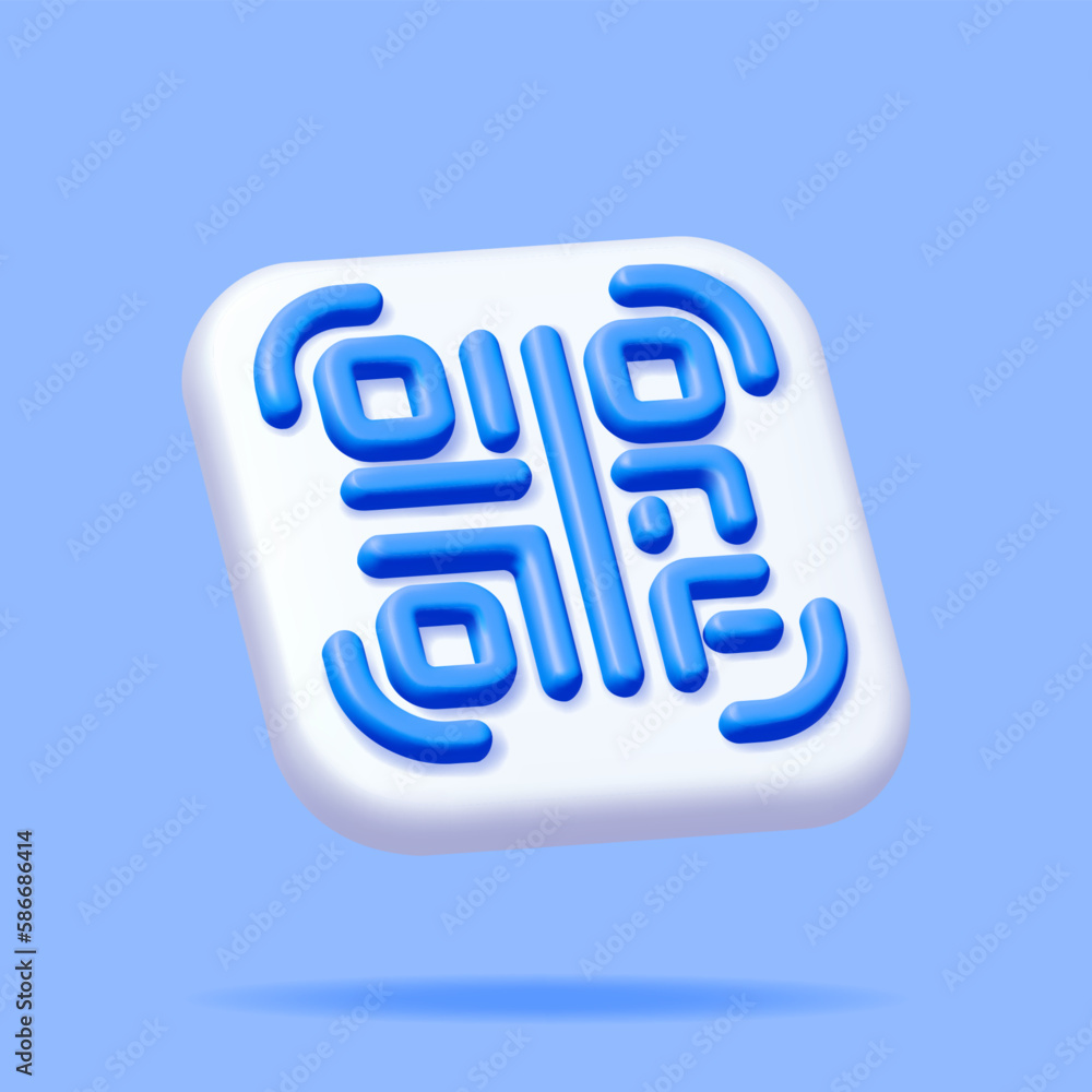 Poster 3d qr code icon isolated. render modern qr code symbol. concept of online shopping. advertisement, m