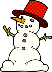 cartoon doodle snowman
