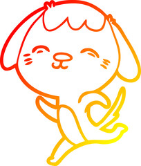 warm gradient line drawing happy cartoon dog