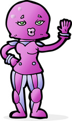 cartoon female astronaut