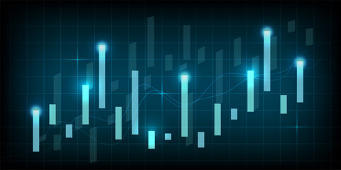 Colorful Stock Market Trading Background. Wallpaper. Finance Banner. Graph. Vector Illustration