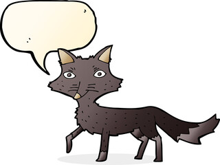 cartoon little wolf with speech bubble