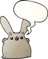 cartoon rabbit and speech bubble in smooth gradient style