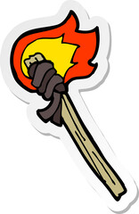 sticker of a cartoon burning torch