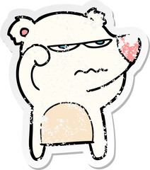 distressed sticker of a angry bear polar cartoon