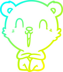 cold gradient line drawing happy cartoon polar bear