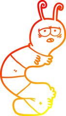 warm gradient line drawing cartoon tired caterpillar