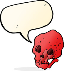 cartoon spooky skull with speech bubble