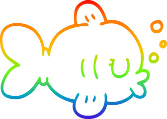 rainbow gradient line drawing funny cartoon fish