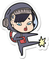 sticker of a cartoon astronaut woman