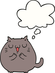 happy cartoon cat and thought bubble