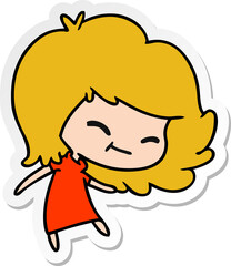 sticker cartoon of cute kawaii girl