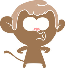 flat color style cartoon hooting monkey