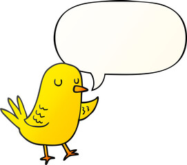 cartoon bird and speech bubble in smooth gradient style