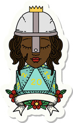 human fighter with natural 20 roll sticker
