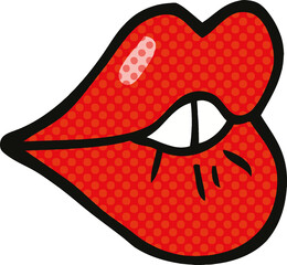 comic book style cartoon pouting lips
