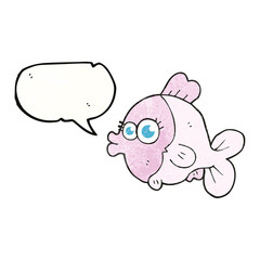 funny speech bubble textured cartoon fish with big pretty eyes